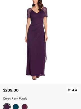 Plum Purple V-Neck Maxi Dress with Beaded Short Sleeves